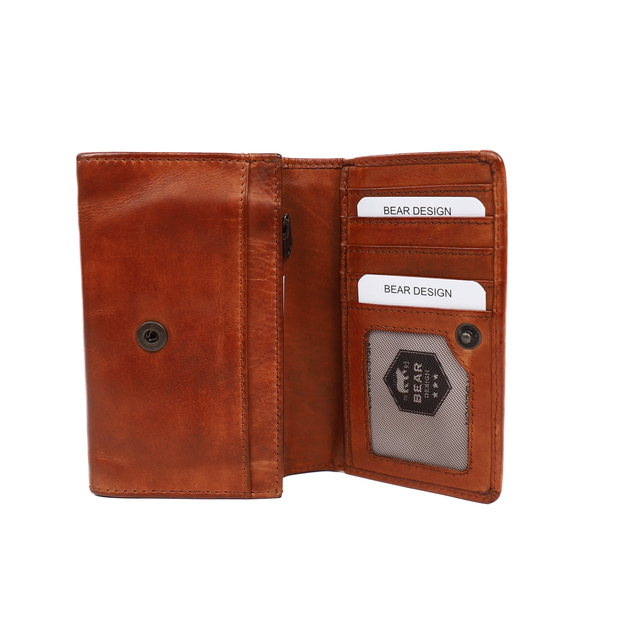 Bear Design Bear Design Flappie 11cc RFID overslag portemonnee cognac