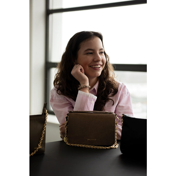 BAG2BAG BAG2BAG Berlin schoudertasje grijs/taupe zilver