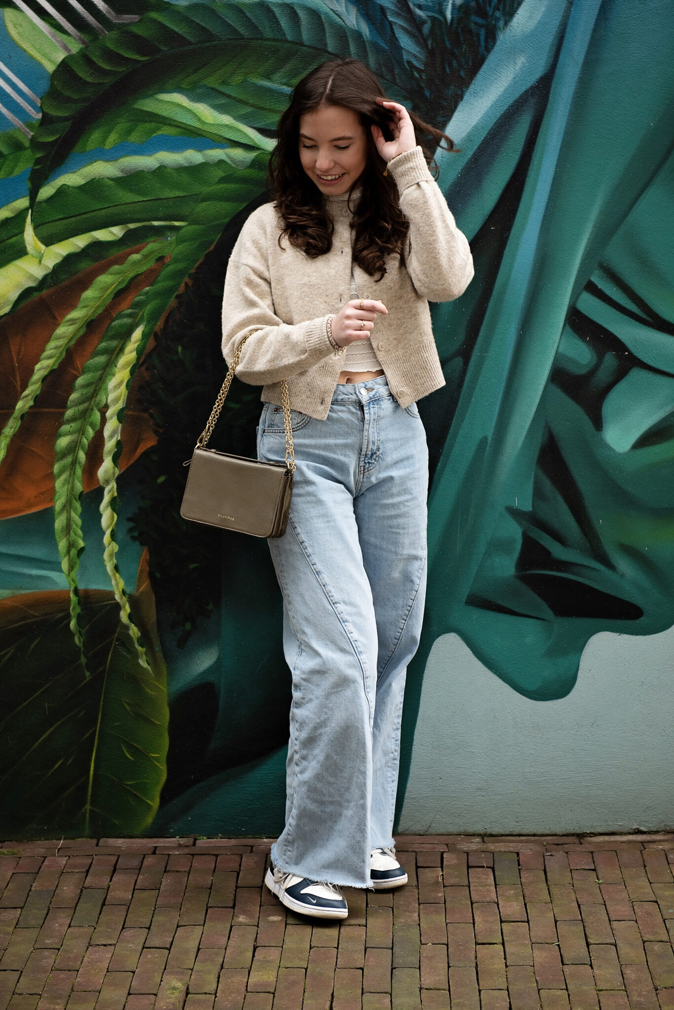 BAG2BAG BAG2BAG Berlin schoudertasje grijs/taupe zilver