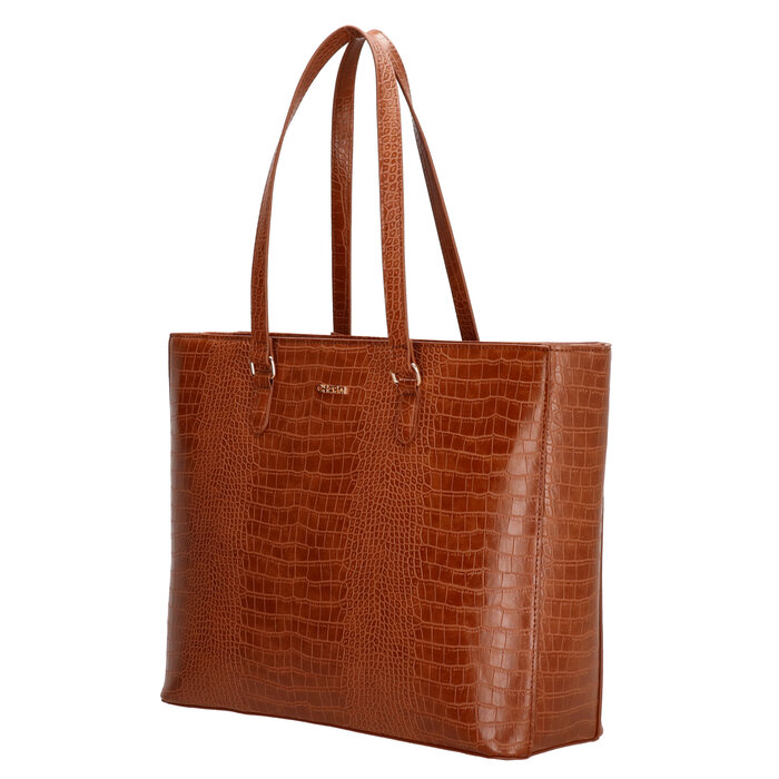 Charm London Charm London Midwood 15" laptop-shopper croco cognac