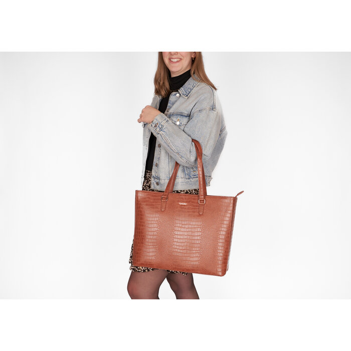 Charm London Charm London Midwood 15" laptop-shopper croco cognac