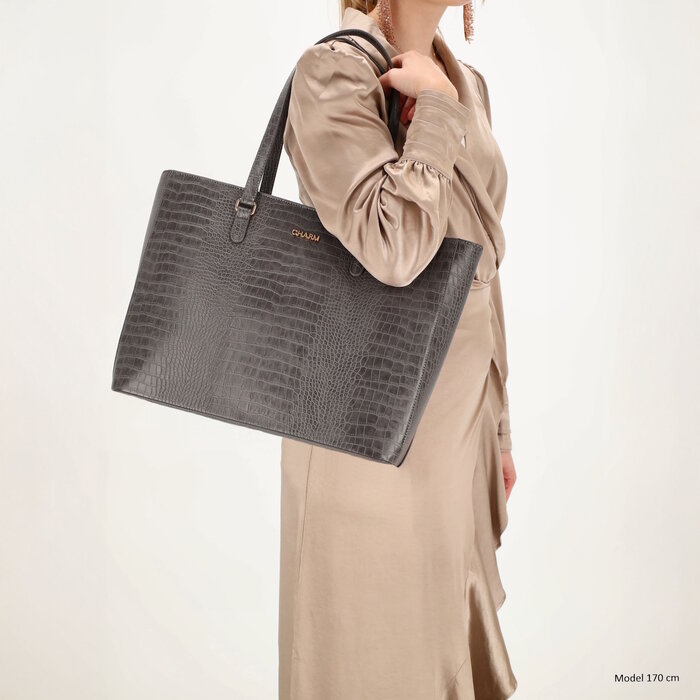Charm London Charm London Midwood 15" laptop-shopper croco taupe