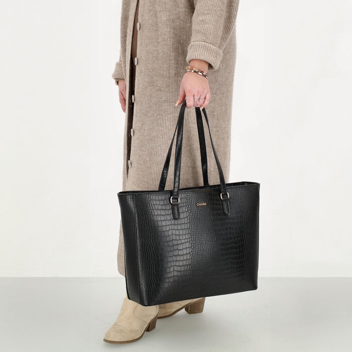 Charm London Charm London Midwood 15" laptop-shopper croco zwart
