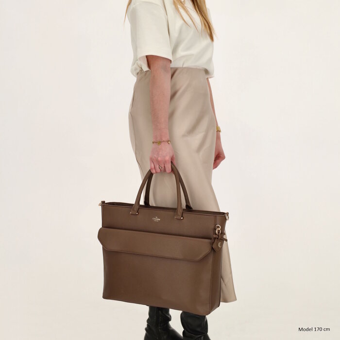 Charm London Charm London Cambridge Laptoptas 15,6 inch mokka