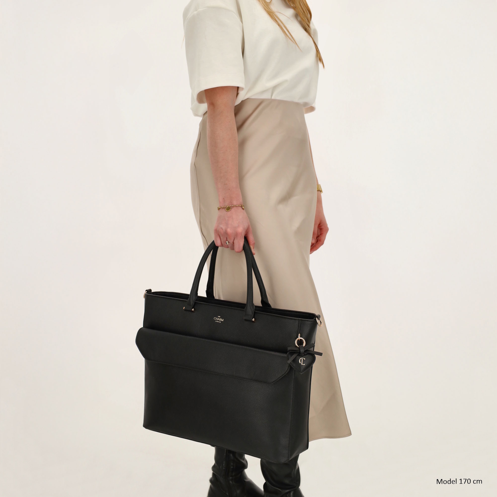 Charm London Charm London Cambridge Laptoptas 15,6 inch zwart