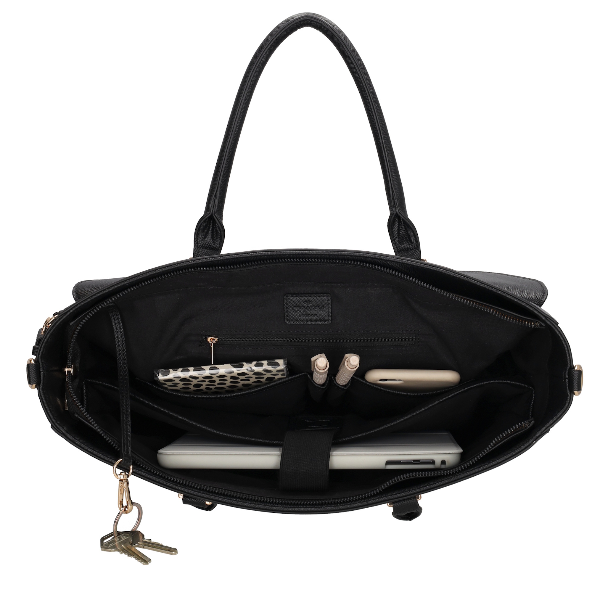 Charm London Charm London Cambridge Laptoptas 15,6 inch zwart