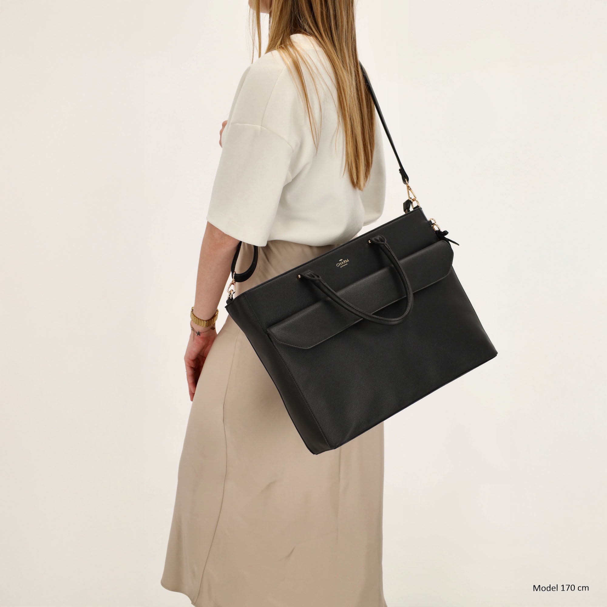 Charm London Charm London Cambridge Laptoptas 15,6 inch zwart