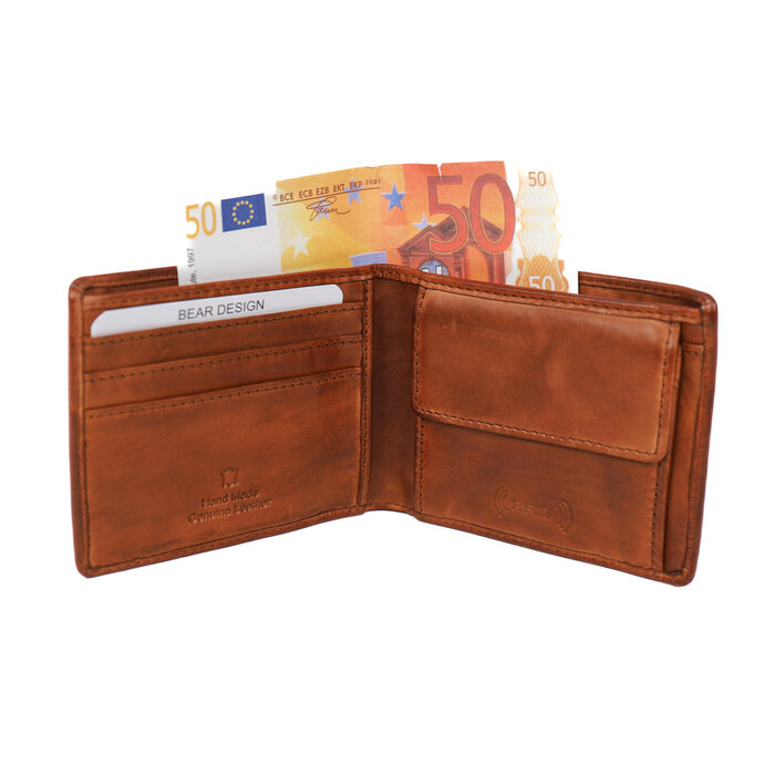 Bear Design Fabian 3cc billfold cognac