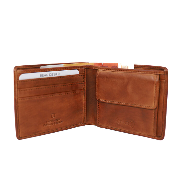 Bear Design Fabian 3cc billfold cognac