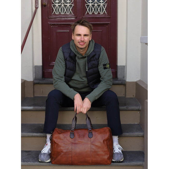 Bear Design Lucien leren reis-weekendtas cognac/bruin