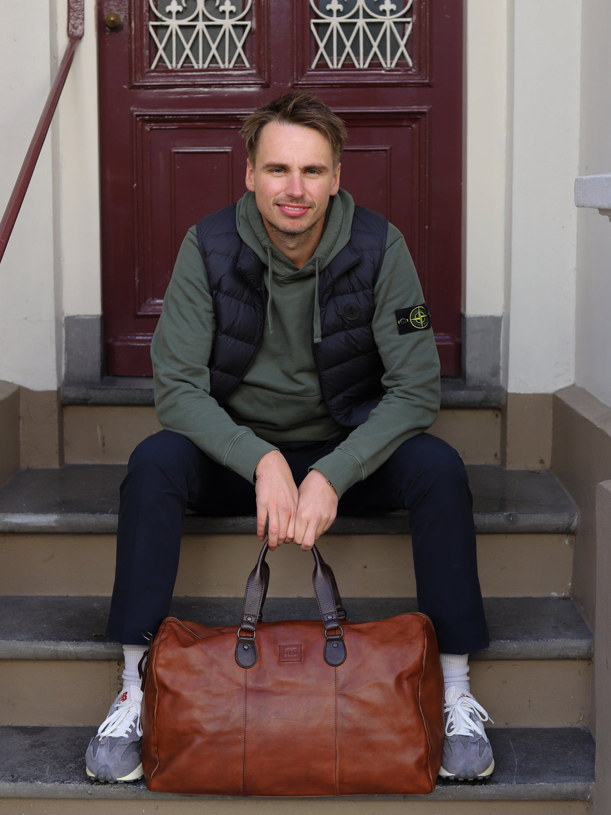 Bear Design Lucien leren reis-weekendtas cognac/bruin