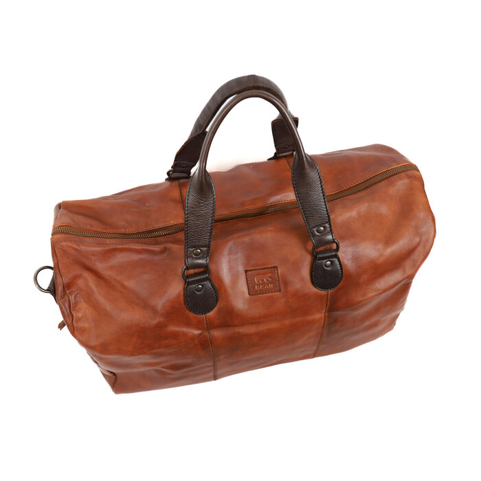 Bear Design Lucien leren reis-weekendtas cognac/bruin