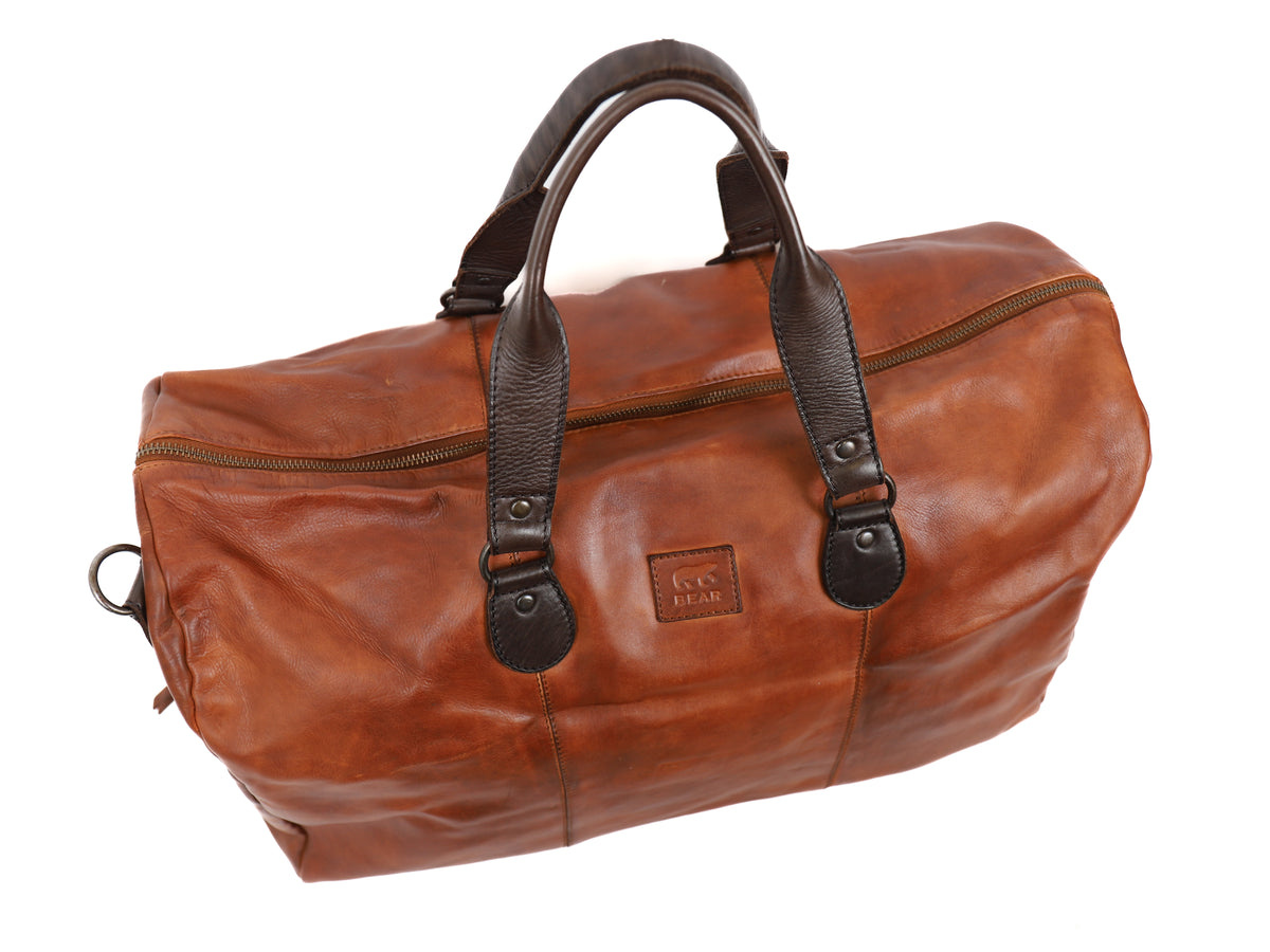 Bear Design Lucien leren reis-weekendtas cognac/bruin