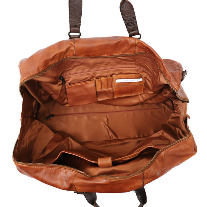 Bear Design Lucien leren reis-weekendtas cognac/bruin
