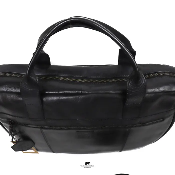 Bear Design Bear Design Cow Lavato Leren Laptoptas 17 inch zwart