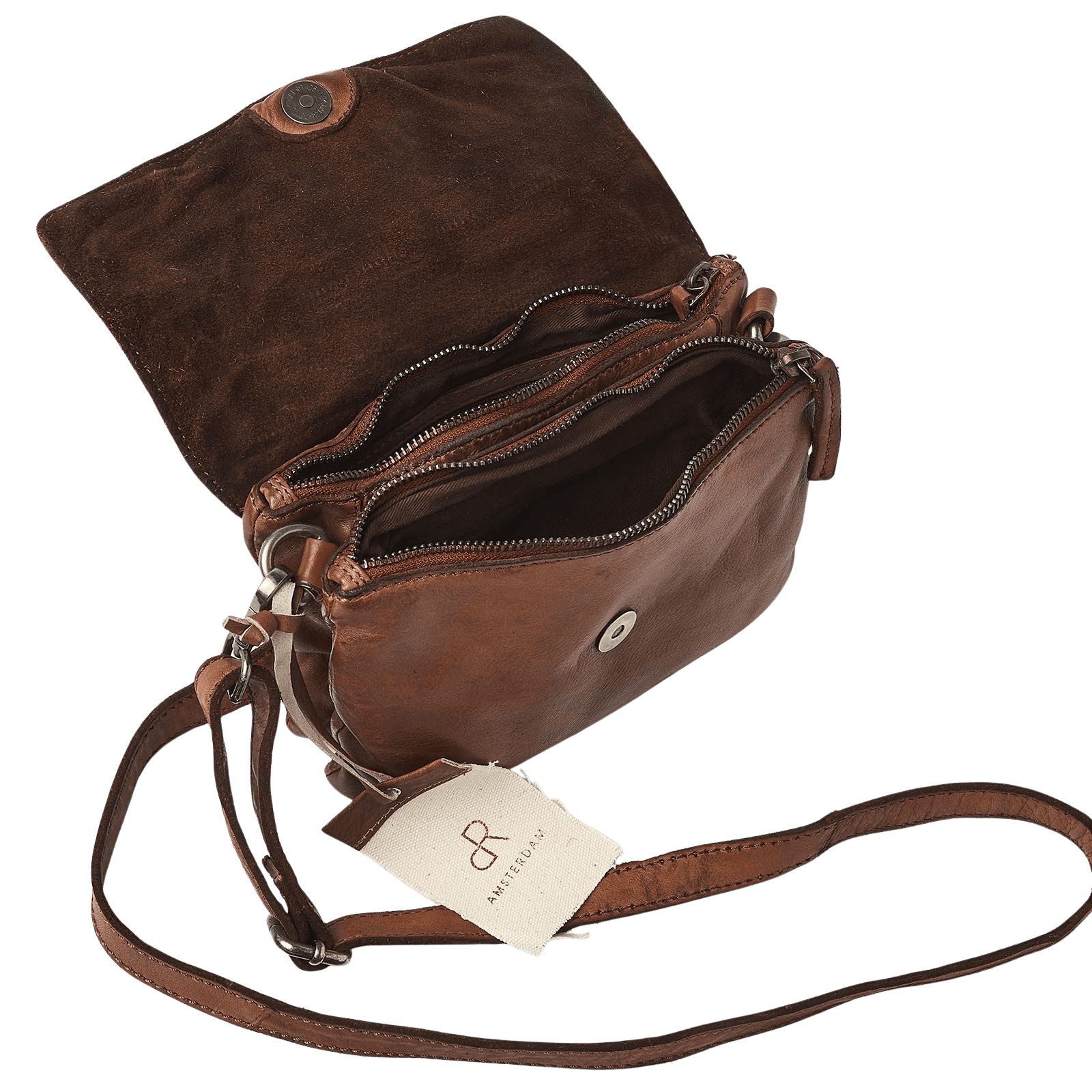 De Rooy Amsterdam Capri overslag-schoudertas chestnut