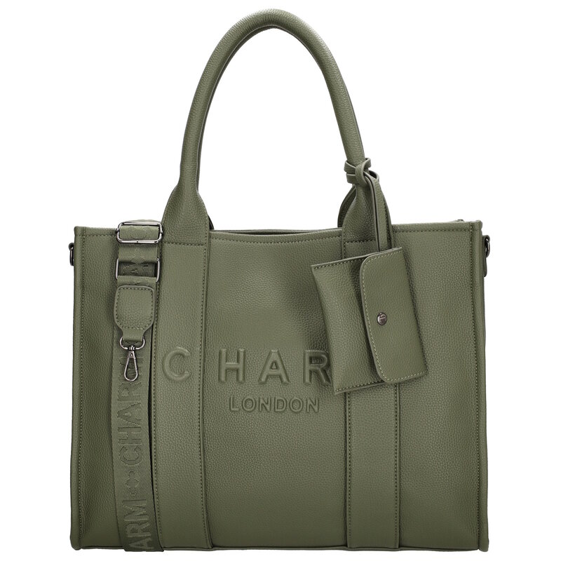 Charm London Bond Laptoptas 15,6 inch natuur groen