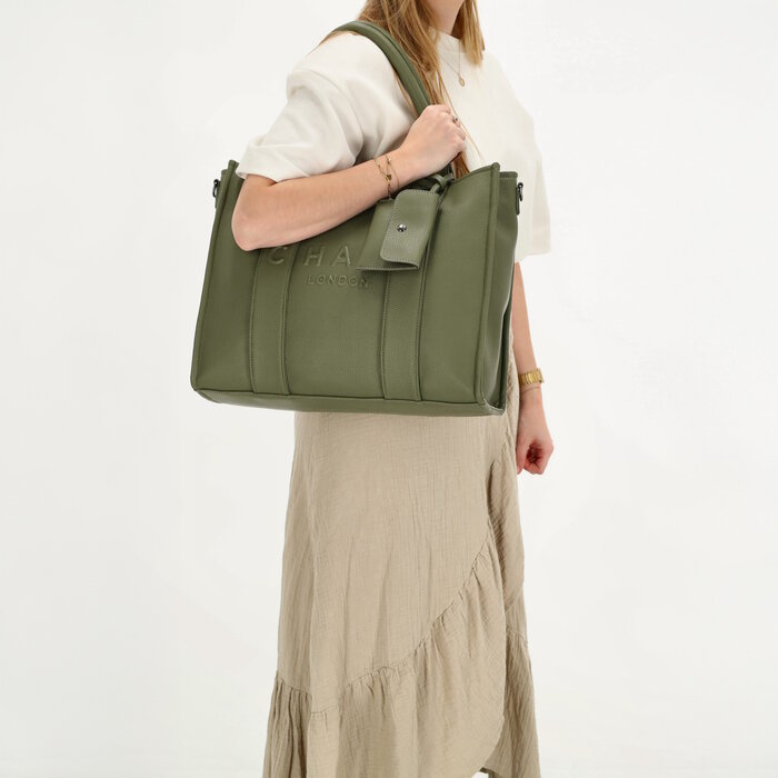 Charm London Bond Laptoptas 15,6 inch natuur groen