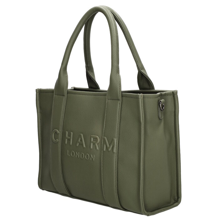 Charm London Charm London Bond middelgrote shopper natuur groen