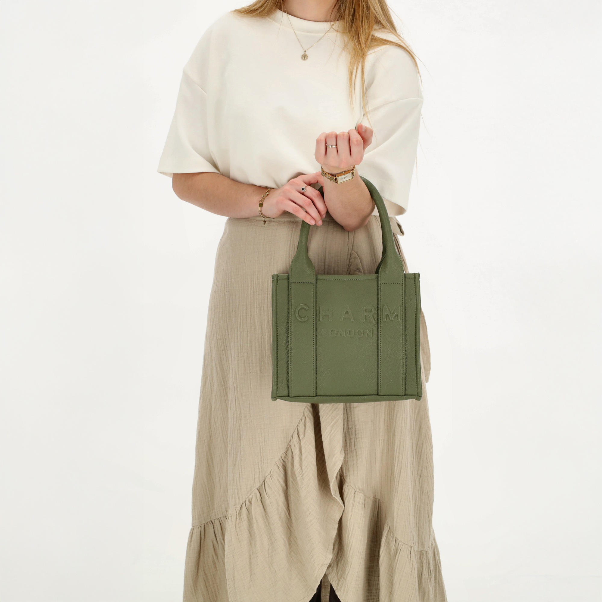Charm London Charm London Bond Handtas-schoudertas natuur groen