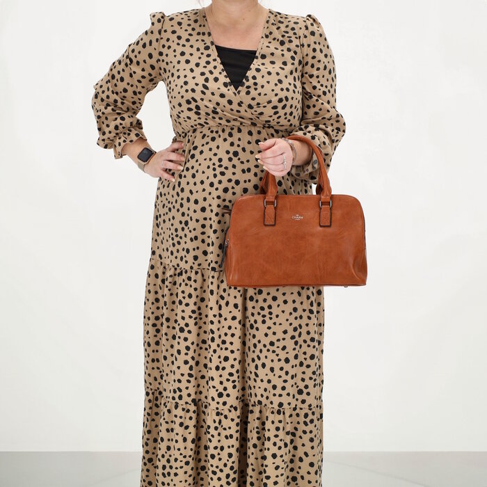 Charm London Charm London 3-vaks handtas-schoudertas cognac