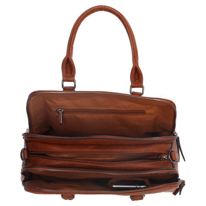 Charm London Charm London 3-vaks handtas-schoudertas cognac