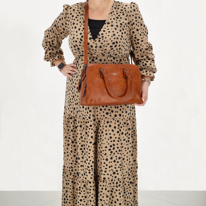 Charm London Charm London 3-vaks handtas-schoudertas cognac