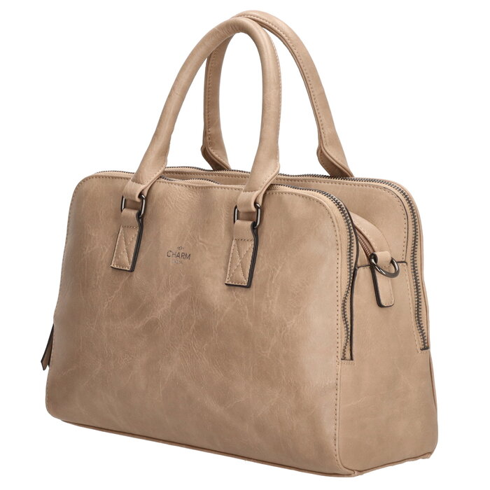 Charm London Charm London 3-vaks handtas-schoudertas taupe