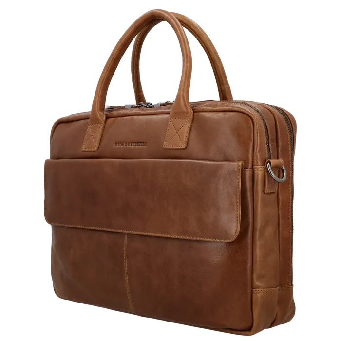 Hide&Stiches Hide & Stitches Porto Laptoptas 15,6 inch cognac