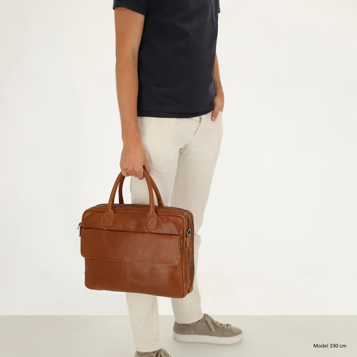 Hide&Stiches Hide & Stitches Porto Laptoptas 15,6 inch cognac