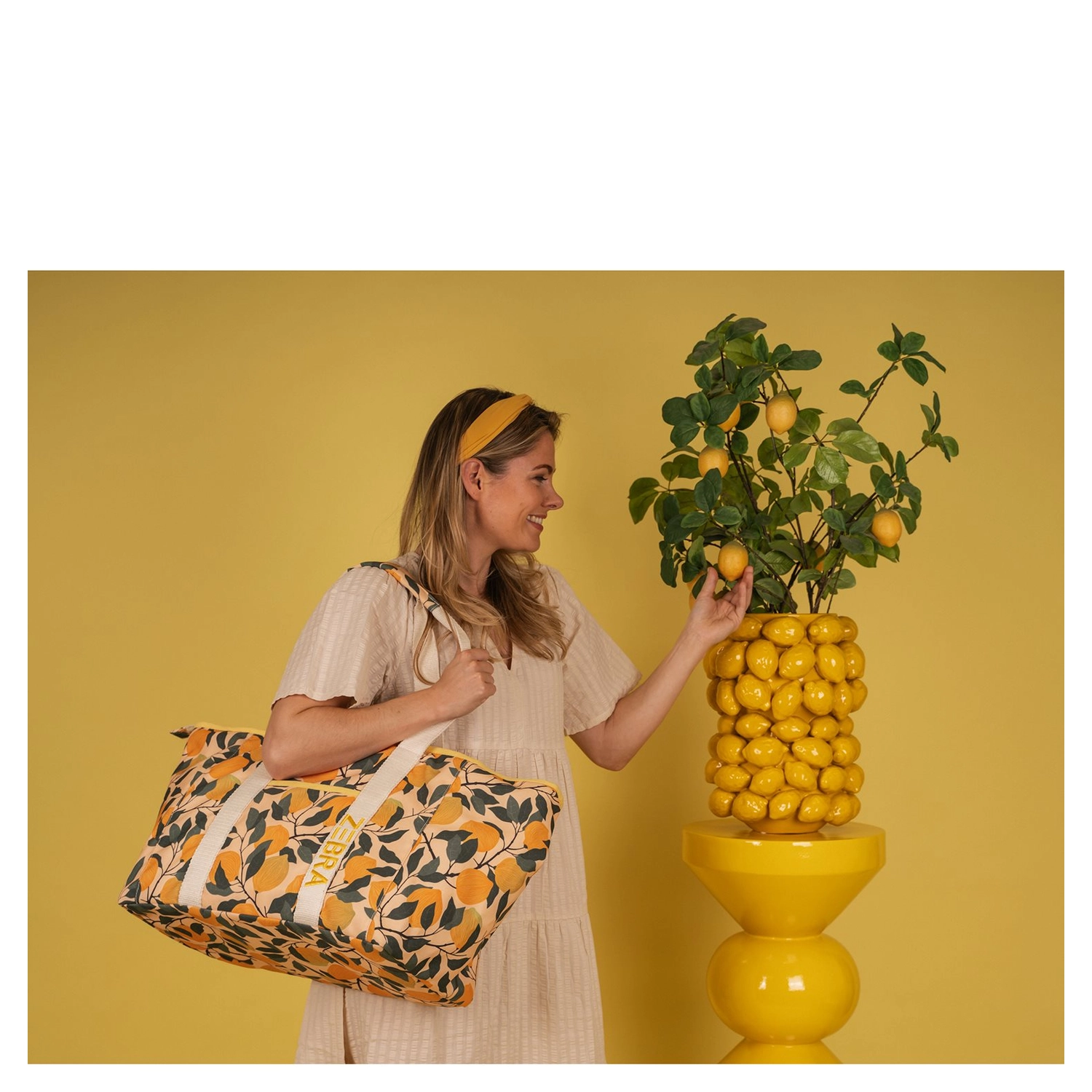 Zebra Trends Zebra Elise strandtas lemon