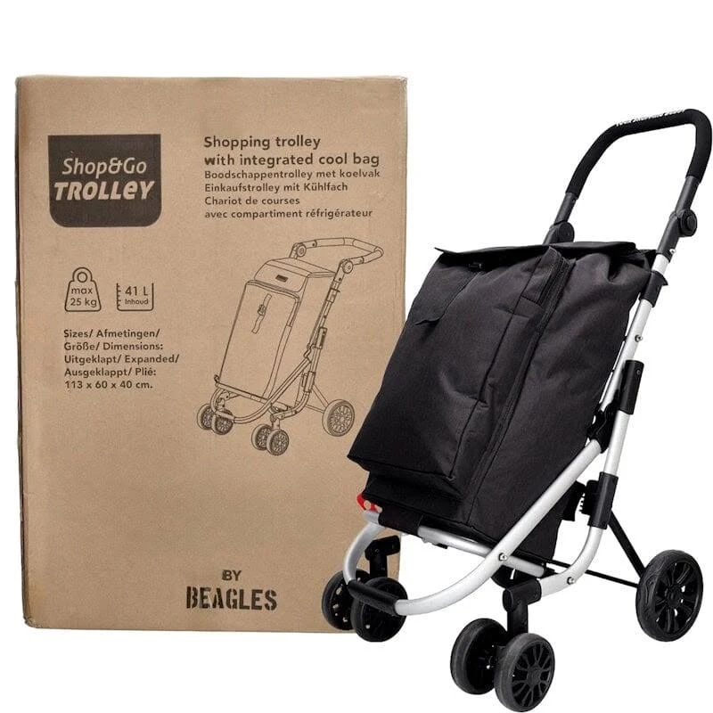 Beagles Beagles Shop & Go Boodschappen trolley zwart
