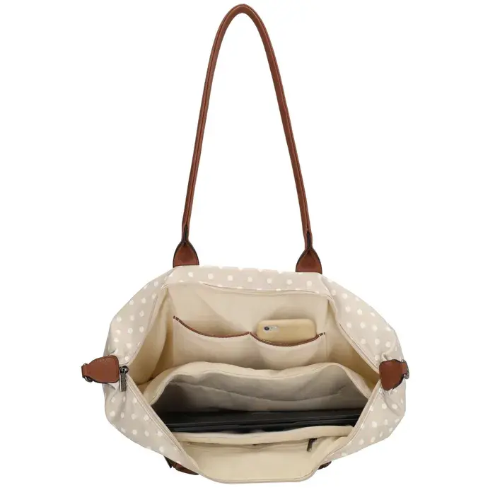 Charm London Charm london Buckingham laptoptas 15,6 inch dots white on taupe