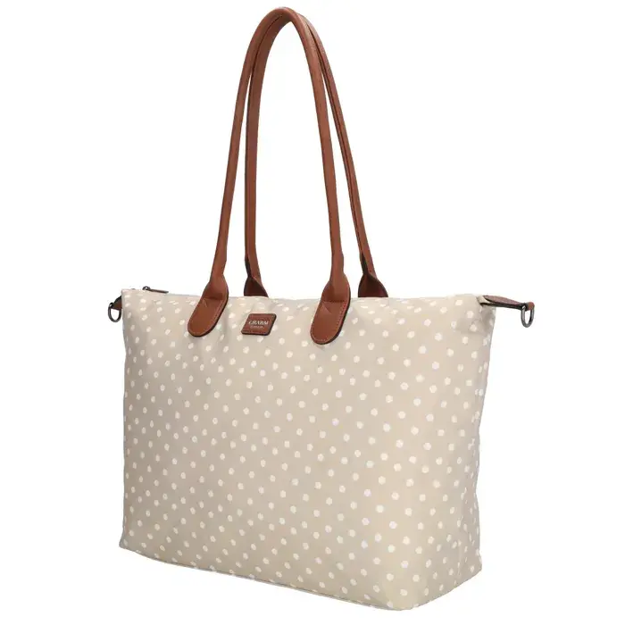 Charm London Charm london Buckingham laptoptas 15,6 inch dots white on taupe