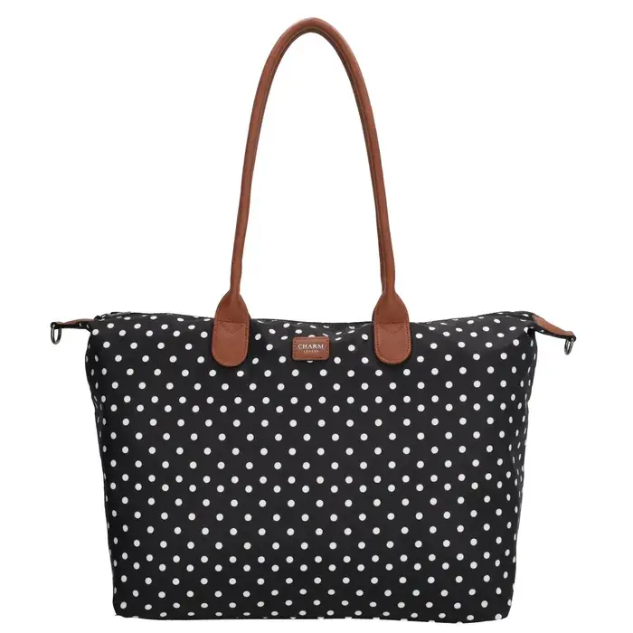 Charm London Charm london Buckingham laptoptas 15,6 inch dots white on black