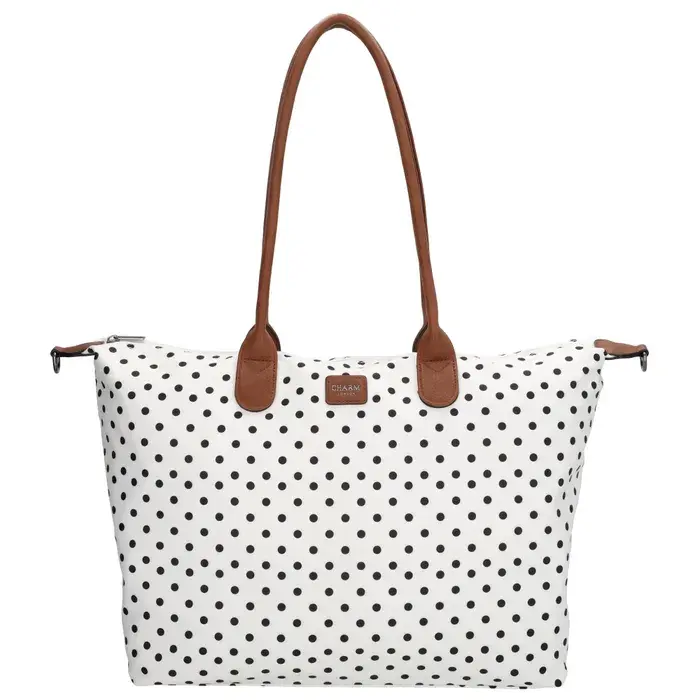 Charm London Charm london Buckingham laptoptas 15,6 inch dots black on white