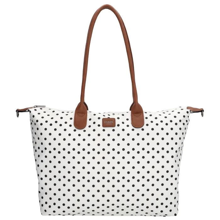 Charm London Charm london Buckingham laptoptas 15,6 inch dots black on white