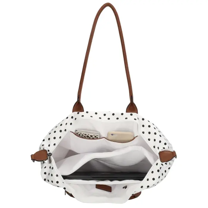 Charm London Charm london Buckingham laptoptas 15,6 inch dots black on white