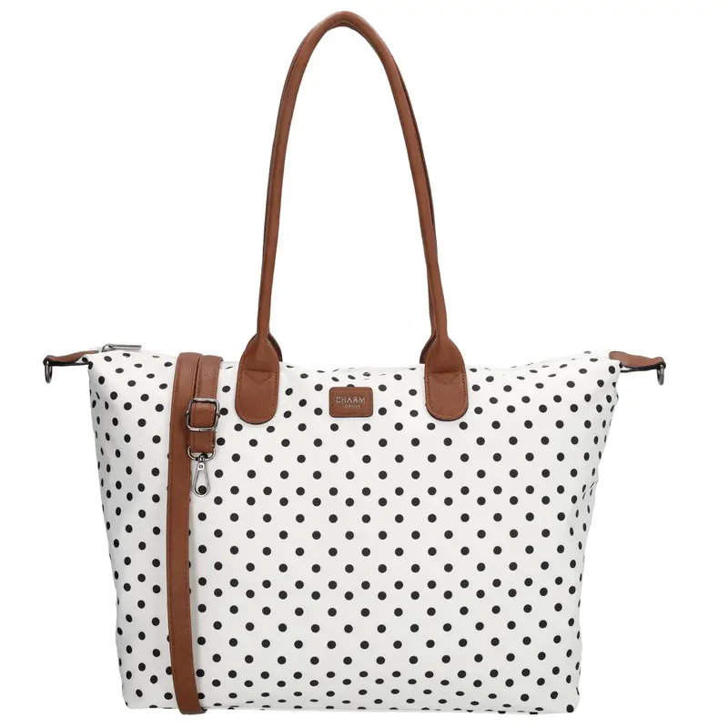 Charm London Charm london Buckingham laptoptas 15,6 inch dots black on white