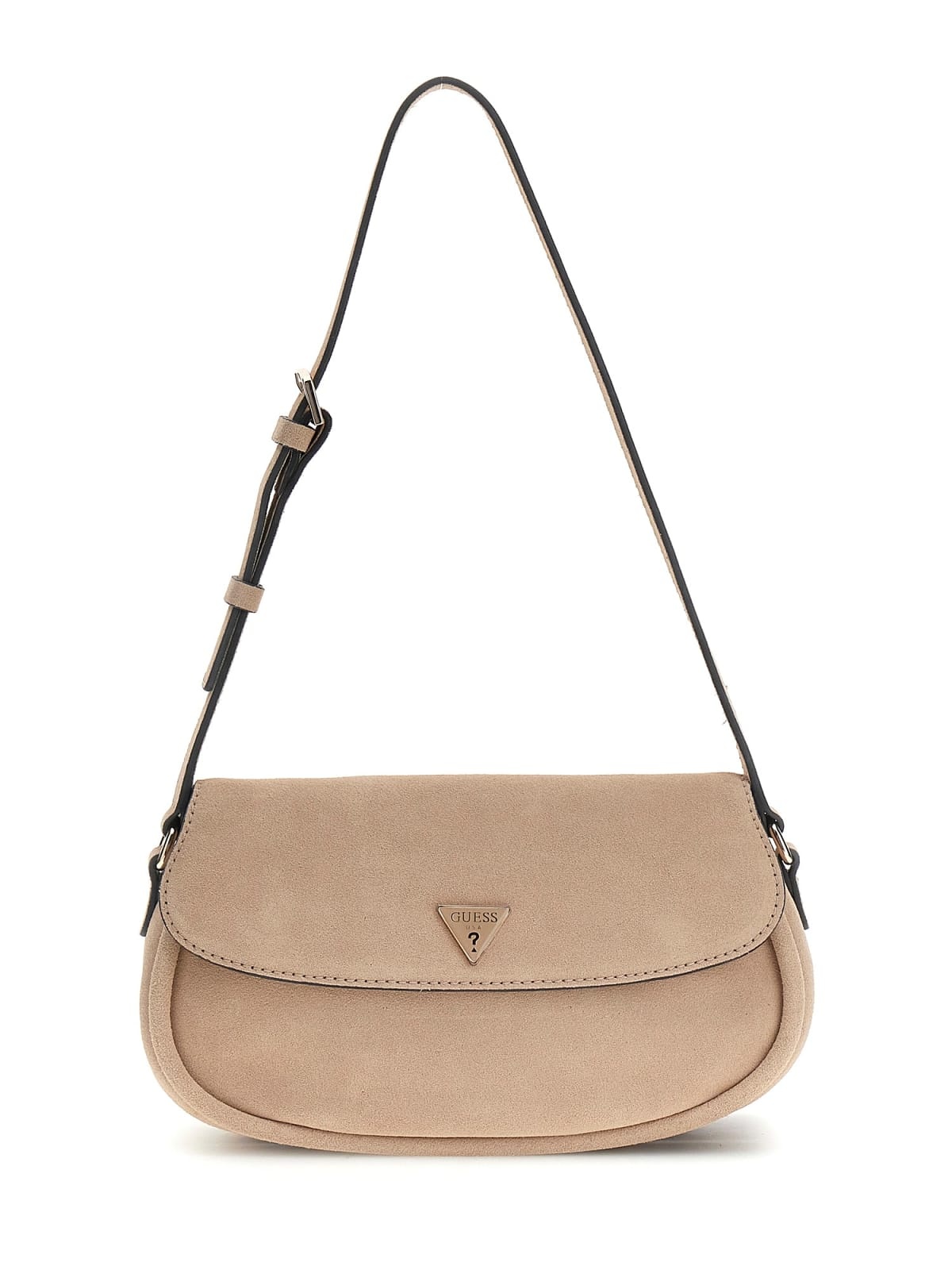 GUESS GUESS Danya schoudertas met overslag suede look taupe