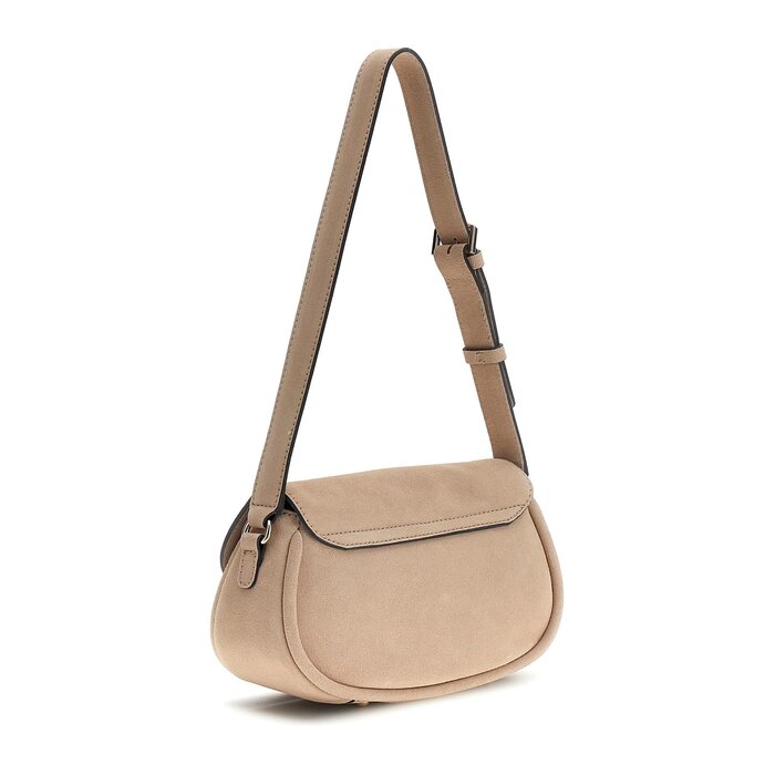 GUESS GUESS Danya schoudertas met overslag suede look taupe