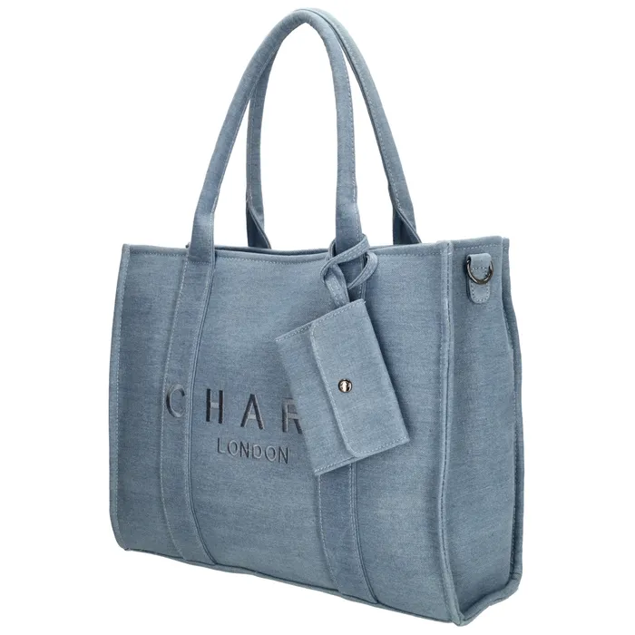 Charm London Charm London Bond Laptoptas 15,6 inch  canvas licht blauw