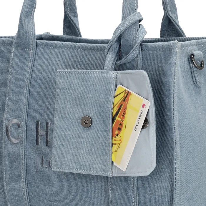 Charm London Charm London Bond Laptoptas 15,6 inch  canvas licht blauw