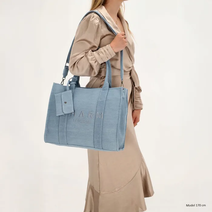 Charm London Charm London Bond Laptoptas 15,6 inch  canvas licht blauw