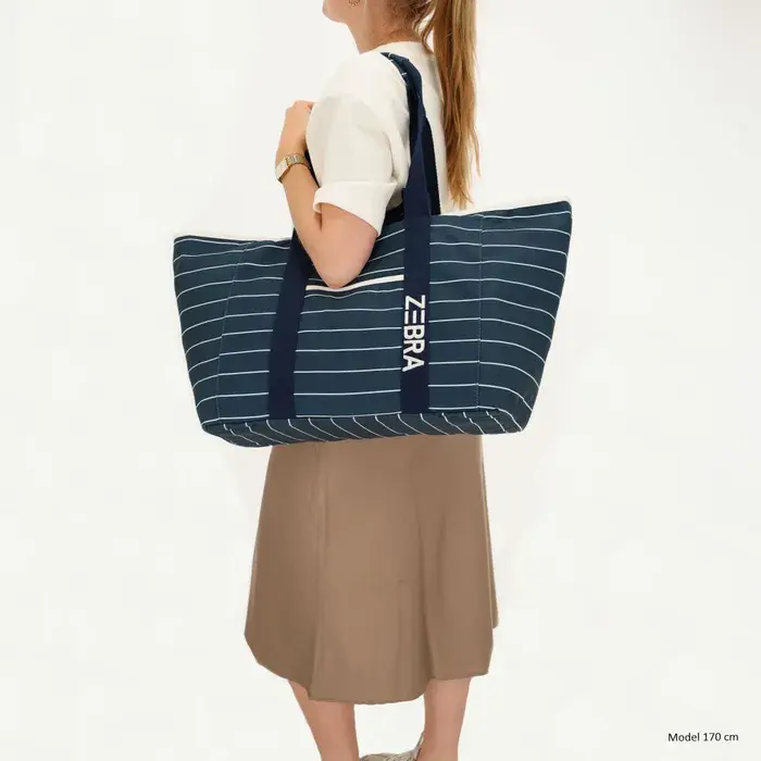 Zebra Trends Zebra Trends strandtas stripe white-navy
