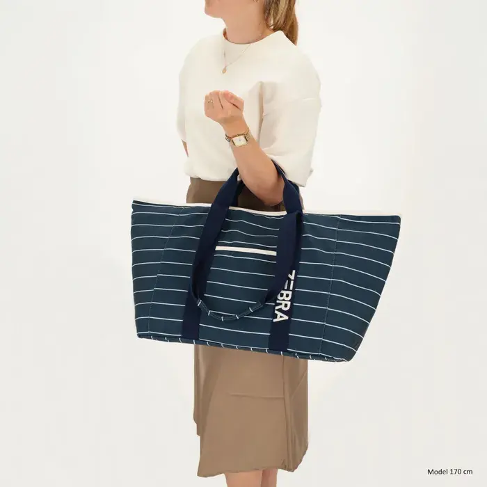 Zebra Trends Zebra Trends strandtas stripe white-navy