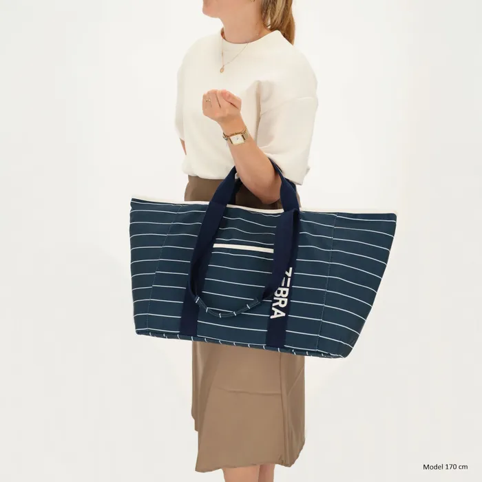 Zebra Trends Zebra Trends strandtas stripe white-navy