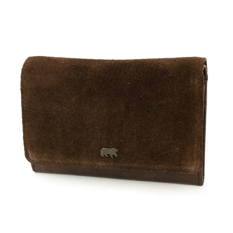 Bear Design Bear Design Flappie 11cc RFID overslag portemonnee suède bruin