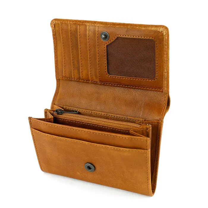Bear Design Bear Design Flappie 11cc RFID overslag portemonnee suède cognac