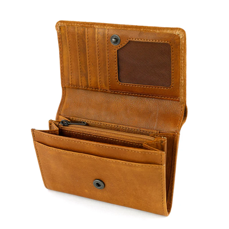 Bear Design Bear Design Flappie 11cc RFID overslag portemonnee suède cognac